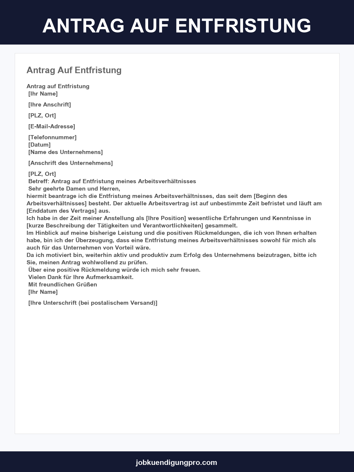 Antrag Auf Entfristung Vorlage