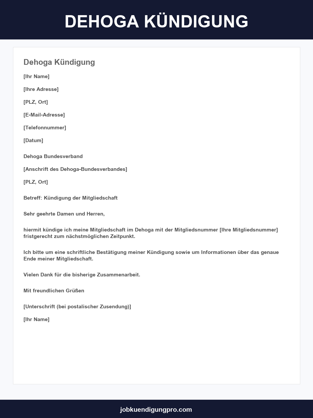 Dehoga Kündigung Vorlage