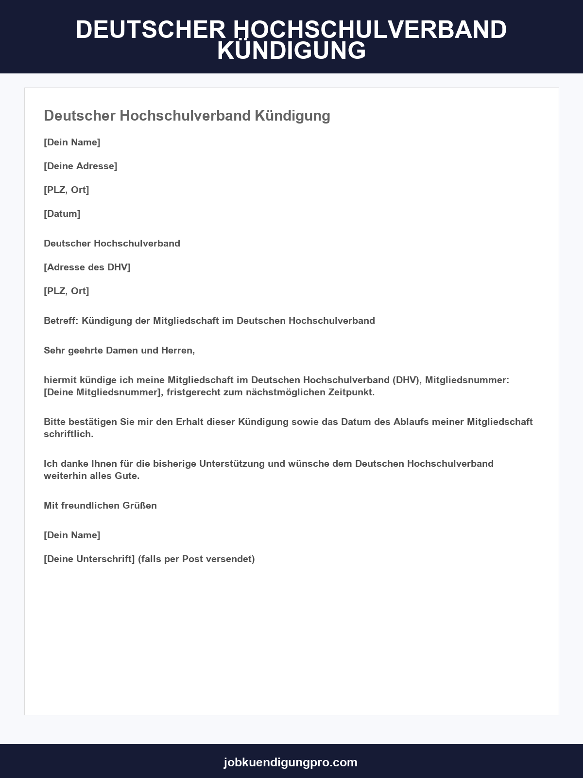 Deutscher Hochschulverband Kündigung