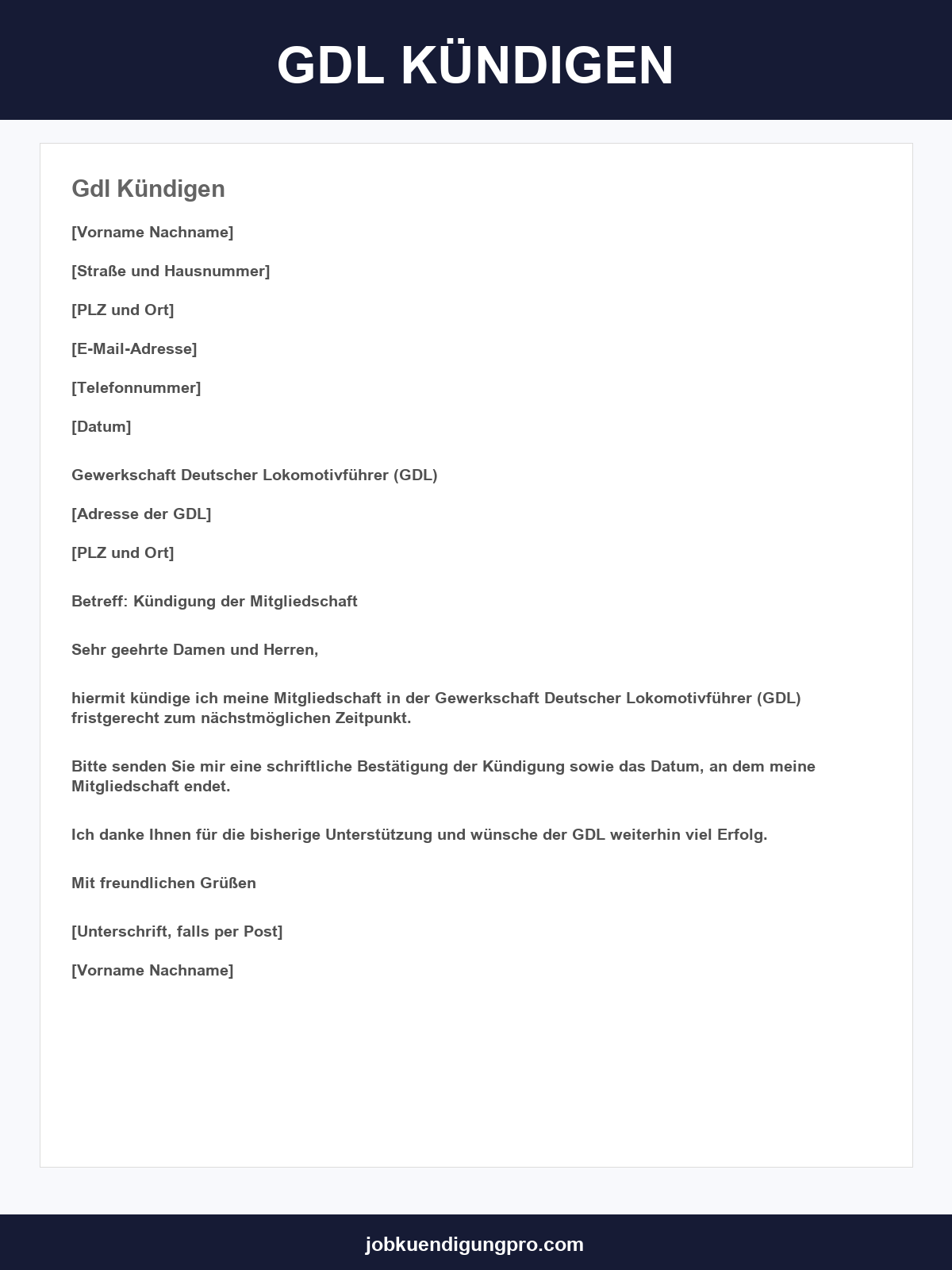 Gdl Kündigen Vorlage