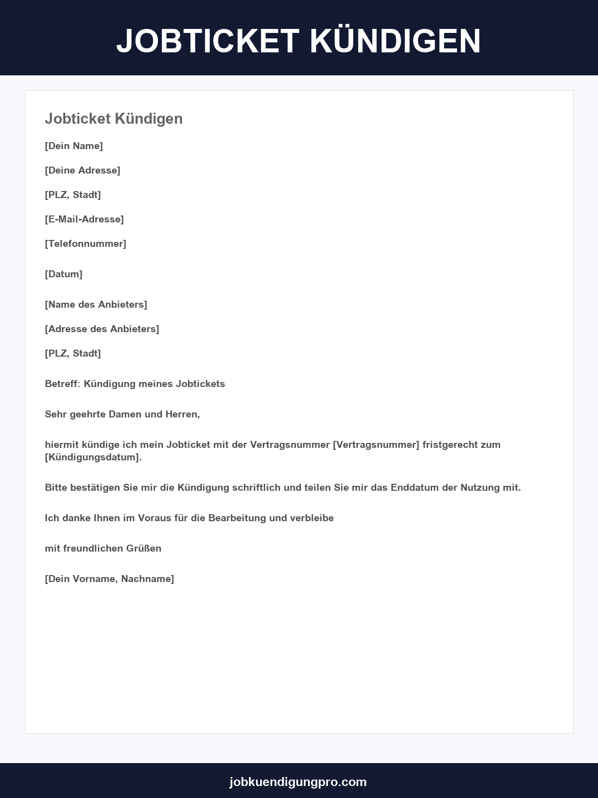 Jobticket Kündigen Vorlage