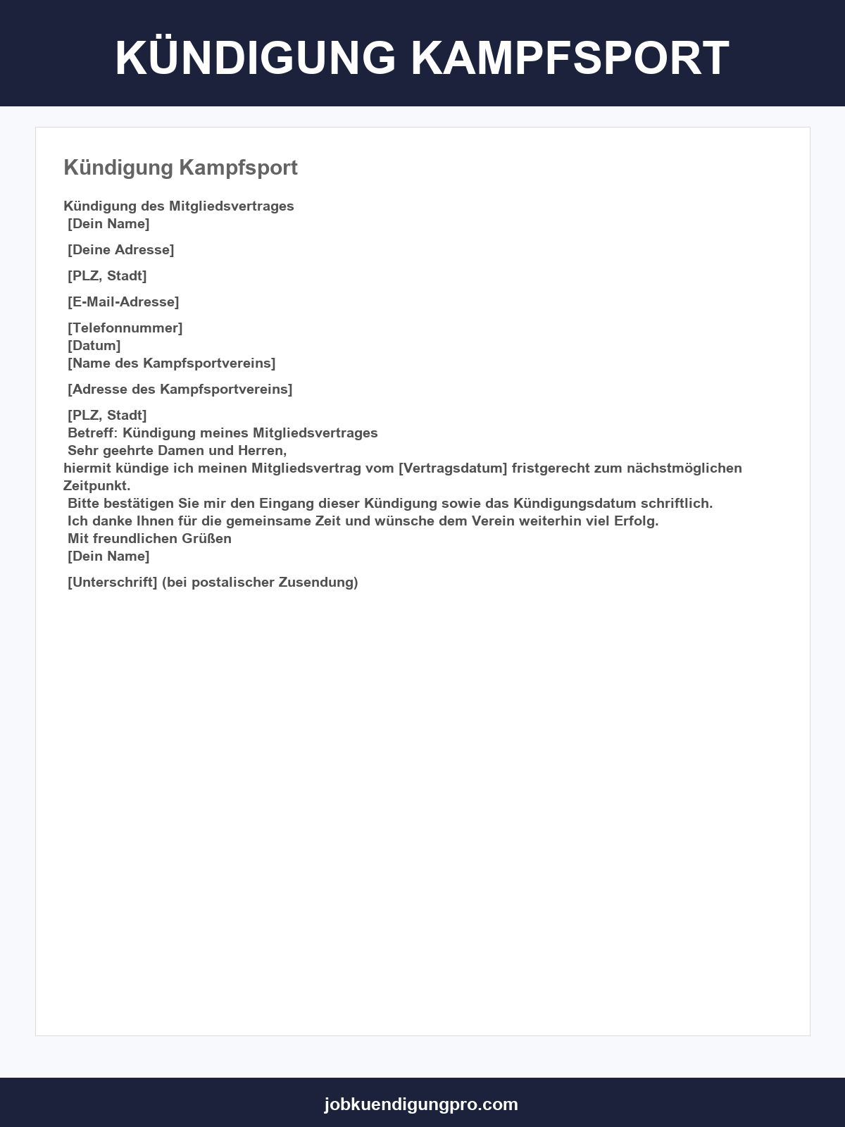Kündigung Kampfsport Vorlage