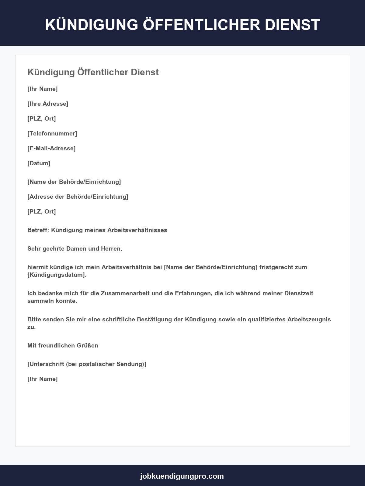 Kündigung Öffentlicher Dienst Vorlage