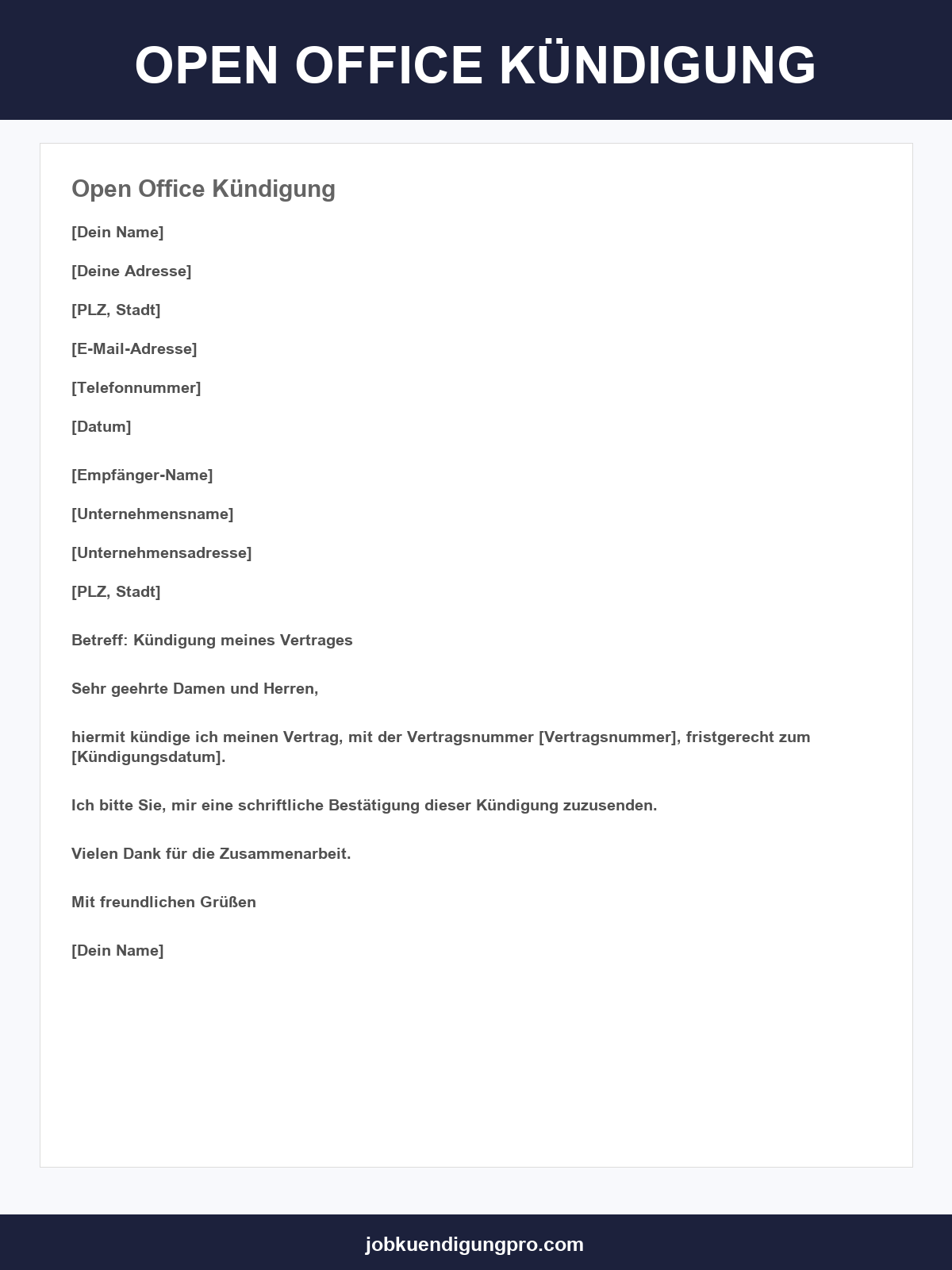 Open Office Kündigung Vorlage