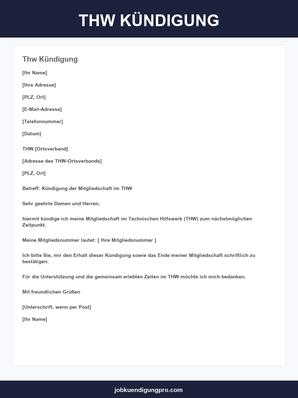 Thw Kündigung Vorlage