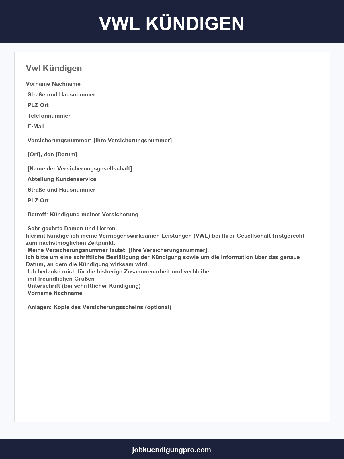 Vwl Kündigen Muster