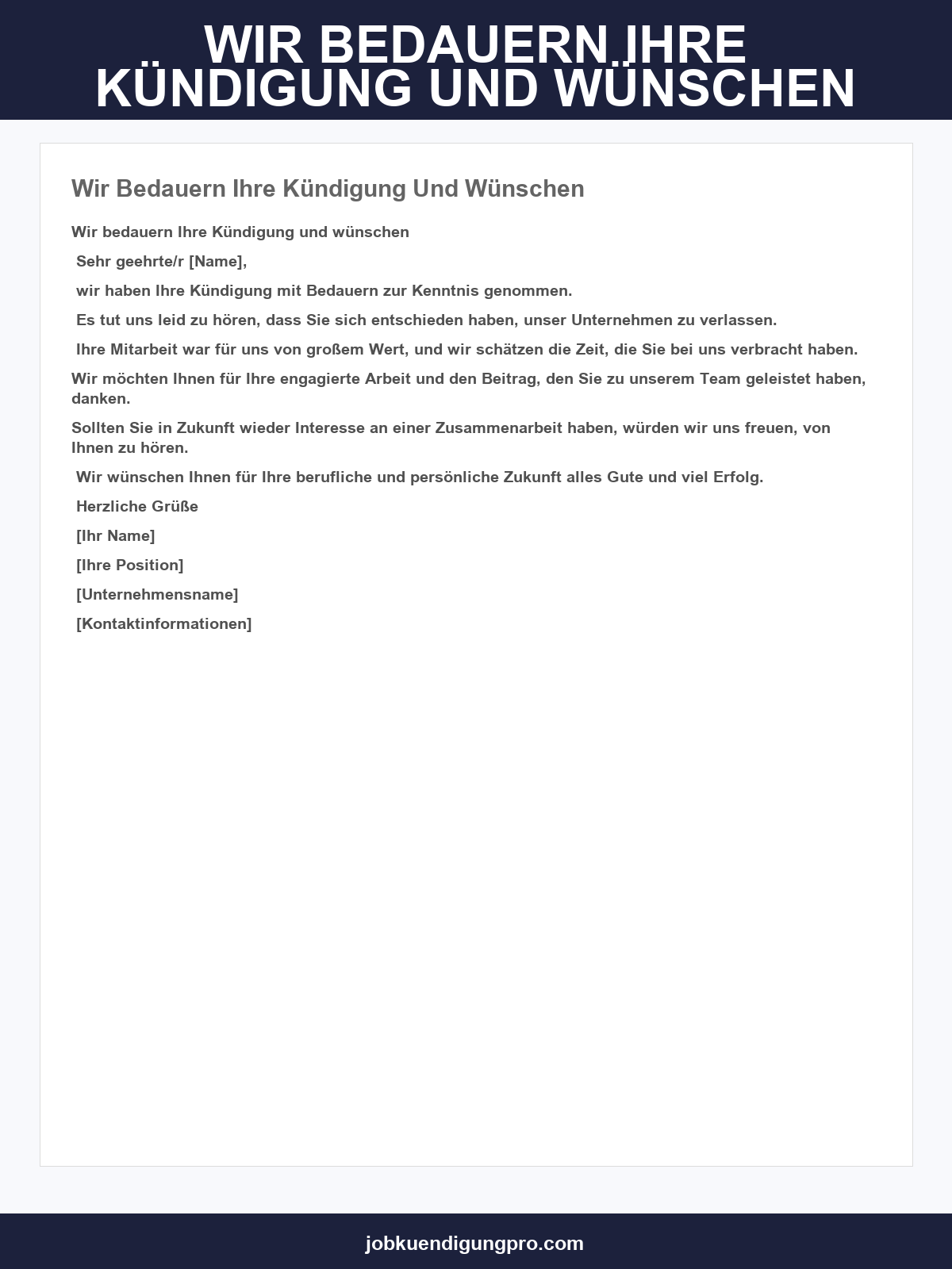 Wir Bedauern Ihre Kündigung Und Wünschen